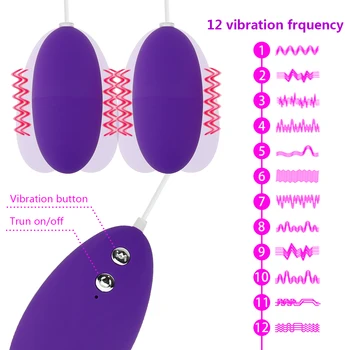 Vibração Vagina Bola 12 Modo Duplo Ovo Bullet Vibrador Forte e Silenciosa G-spot Estimulador de Brinquedo do Sexo para as Mulheres de Casais de Sexo Produto