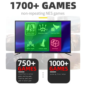 4K de Vídeo HD Consola de jogos Construído Em 1700 Jogos Clássicos Mini Retro Jogo de Console sem Fio Controlador de Saída de TV Dual Jogadores