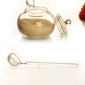 SOLEDI Família de Cristal 250ml Frasco de Vidro Candy Sugar Bowl Saleros De Cocina com colher material de Cozinha de raiz de Armazenamento Definido