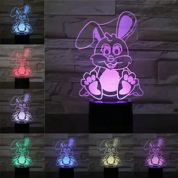 3D Coelho Lâmpada de Presentes Criativos Para Crianças Sono do Bebê Animal Multicolor Noite de Luz Loja de Decoração de Casa de Quarto, Secretária ao Lado Lamparas