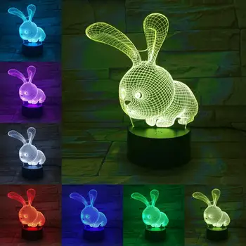 3D Coelho Lâmpada de Presentes Criativos Para Crianças Sono do Bebê Animal Multicolor Noite de Luz Loja de Decoração de Casa de Quarto, Secretária ao Lado Lamparas