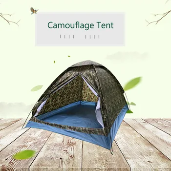 2 Pessoas Impermeável Acampamento de Tendas Portáteis 190T camuflado Única Camada de Tendas para o Exterior Viagens de Caminhada 200*140*110 cm