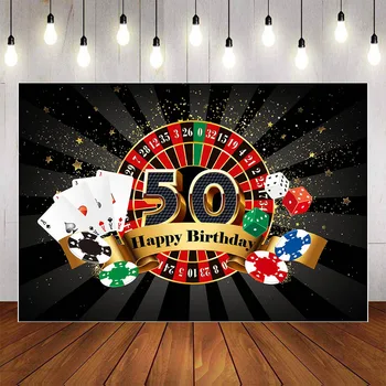 Mehofond Casino Tema Fotografia de Fundo 50º Las Vegas Casino Poker Chip Festa de Aniversário, Decoração de Estúdio de Fotografia pano de Fundo Adereços
