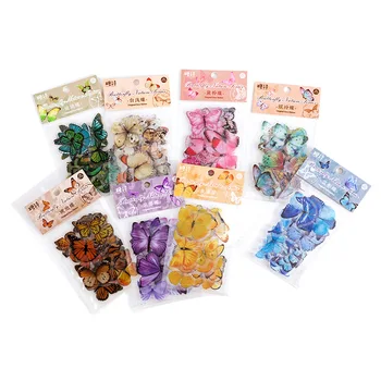 40pcs/saco de Borboletas Coloridas Coleção de PVC Autocolante de Decoração Diário de Scrapbooking Etiqueta Autocolante Kawaii coreano Stationaries