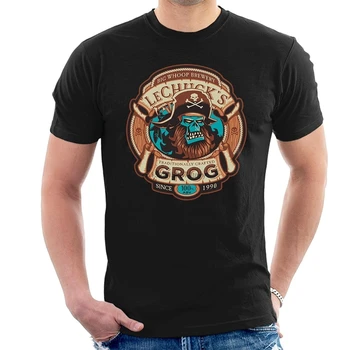 Homens da Moda de T-shirt de Algodão Pirata Fantasma Grog Monkey Island Lechuck Homens Punnk T-Shirt