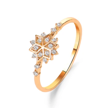 Floco de neve de Ouro da Liga de Geometria Estrelado Bling Strass Hexágono de Cobre Abrir Anéis de Casamento para as Mulheres