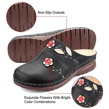Mulheres em Tamancos e Sandálias de Senhoras Conforto Fechado do Dedo do pé Cunhas Sapatos de Plataforma Flor Chinelo MAEA99