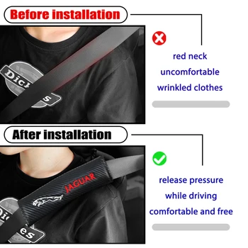 VEHICAR 2PCS de Fibra de Carbono, Cinto de Segurança do Automóvel Capa de Almofada Driver Protetor de Ombro Almofada de Carro Acessórios para a JAGUAR