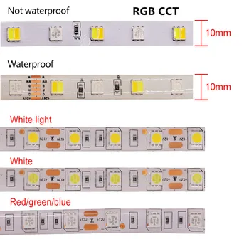 5050 LED Strip DC 12V 24V RGB RGBW RGBCCT branco Branco / Morno IP21 IP65, IP67 60leds/m Fita Flexível LED Lâmpada de Luz 5m