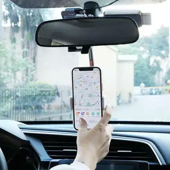 2021 Novo Comercial de 360 Graus de Carro de Telefone do Suporte Ajustável Espelho de Vista Traseira Montagem de Stand para o Telefone Móvel Suporte de GPS
