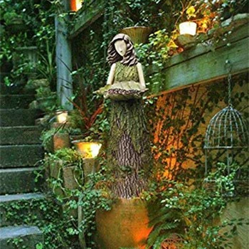 Sherwood Samambaia Fadas Estatuária com Alimentador do Pássaro de Resina Enfeite de Jardim ao ar livre Estátua Super Bonito LBE