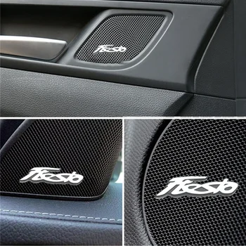 4Pcs Estilo Carro de áudio alto-Falante Emblema Emblema Adesivos Para Ford Fiesta mk7 mk8 mk6 mk5 mk4 7 st 2019 2020 8 Acessórios Auto