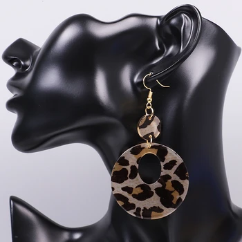 O coreano leopard longo pingente, brincos grandes senhoras personalidade acrílico geometria da moda punk acrílico jóias de metal retro brincos