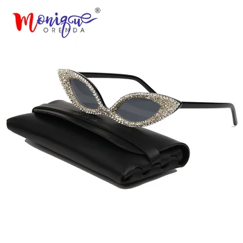 Novo Óculos de sol das Mulheres de olhos de Gato Luxo Strass Borboleta Pequena de Moda de óculos de Sol Vintage Feminino Tons UV400 oculos