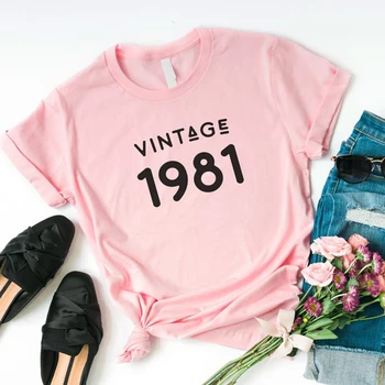 Clássico de 1981, T-Shirt das Mulheres De 40 Anos de Idade, 40 de Presente de Aniversário de Meninas Mãe, Esposa, Filha Parte Superior Camiseta de Algodão Streetwear Camiseta