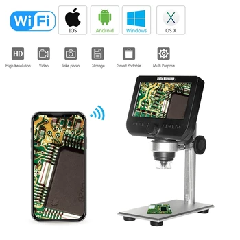 1000X recarregável Digital sem Fio wi-Fi Microscópio de 4.3 Polegadas Lcd 1080P Sn 8 Led Câmera de 2Mp nifier para Ios, Android Ganhar