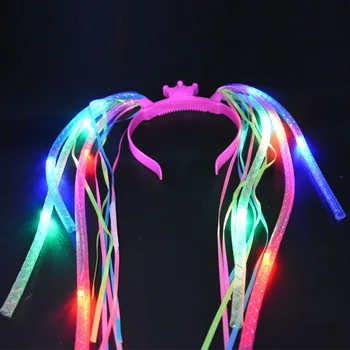 Luz de Piscamento Tranças Coroa LED Tubo Headbands Mulheres Meninas Rave Brilho Festa de Casamento, Aniversário de Halloween Natal Natal