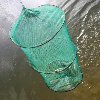 Dobrável Redonda de Nylon de Malha de Metal Armação de Pesca do Caranguejo Net Minnow Crawdad Camarão Armadilha Enfrentar a Isca F8A6 de Pesca de Peixe Acessório La A4B0