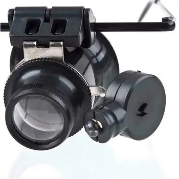 Cabeça de Óculos Lupa Com Luz LED de Reparação de Metal lente de aumento Jóias Lupa Lupa de Relojoeiro Óptico de Artesanato de Vidro Le Q8F7