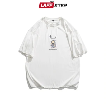 LAPPSTER Homens Designer de Comida Engraçado Gráfico T-Shirt 2021 Verão Mens Harajuku Japonês Streetwear Camiseta Masculina Vintage Hip Hop Tees