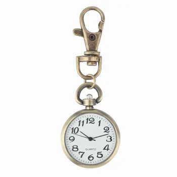 1pc Retro Bronze Quartz vintage relógio de bolso Movimento Chaveiro Chaveiro Relógio de Bolso, Relógio de Mostrador Redondo Relógio Masculino 2017