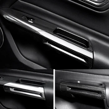 Para Ford Mustang-2019 Real de Fibra de Carbono, apoio de Braço da Porta Interior Handle Decoração de Capa de Guarnição