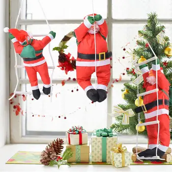 60CM Decorações de Natal Subindo Escada de Corda Papai Noel pára-Quedas E o Papai Noel Boneca de Natal Pingente de Árvore de Ano Novo, Presentes