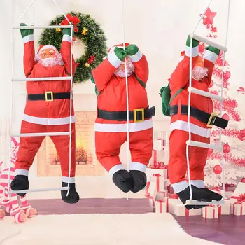 60CM Decorações de Natal Subindo Escada de Corda Papai Noel pára-Quedas E o Papai Noel Boneca de Natal Pingente de Árvore de Ano Novo, Presentes