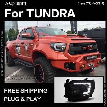 AKD Estilo Carro para Toyota Tundra Faróis-2018 Novo Tundra Farol do DIODO Tundra DRL Bi Xenon Lente da Cabeça de Lâmpada Acessórios