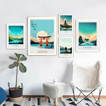 Nordic Moderna Da Pintura A Óleo Da Paisagem De Bali Japão Banff Tela De Pintura, Arte Imprimir O Cartaz Imagem De Parede De Sala De Estar Decoração De Casa