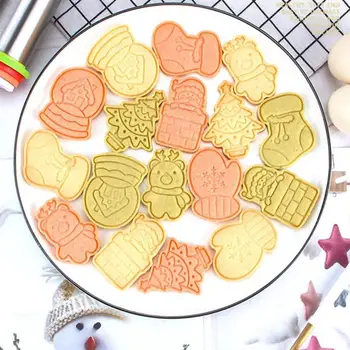 6Pcs/set de Natal da Forma dos desenhos animados Cookie Fondant Cortador de Ferramentas de Decoração Moldes de Cookies de Cozimento Cozimento de Natal DIY Árvore T5D1