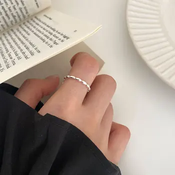 Ajustável espumante anel de borla pendente s925 perfeito prata tipo pull arroz cadeia índice anel de dedo de senhoras