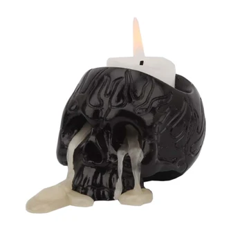 Romance Black Skull Suporte de Vela de Resina Castiçal de Terror engraçado crânio de velas Artesanato Dez