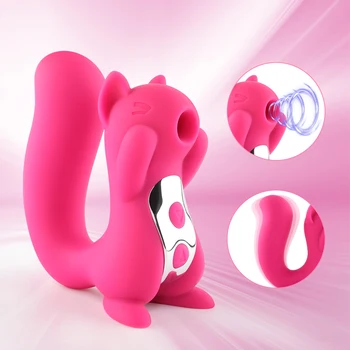 Esquilo bonito a Forma de Mamilo Otário Vibrador para as Mulheres Brinquedos Sexuais Ponto G Clítoris Estimulador de Alta Freqüência Língua Brinquedo Erótico de Casal