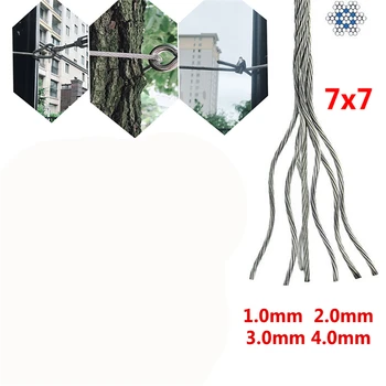 25 Metros 1/2/3/4mm 304 Fio de Aço de Cabo de Corda de Varal Inoxidável Aço Inoxidável cabo de aço de Elevação Rack de Secagem Anti-roubo