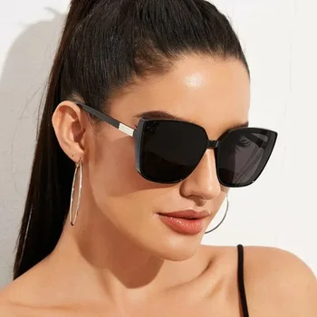 Moda de Plástico Olho de Gato Mulheres de grandes dimensões Óculos de sol de Marca Designer Vintage Retro Espelho de Óculos de Sol Para mulheres UV400 Oculos