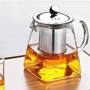 350-750 ML Claro Resistentes ao Calor de Vidro transparente Bule Jarro W/ Infusor de Café, Folhas de Chá de Ervas Pote de Flor Bule de chá de Leite Suco de Recipiente