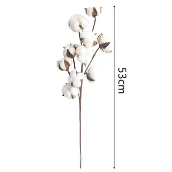 1pc 10 Cabeças de Algodão Natural Ramos Secos Branco Falso Flores, Caules Estilo de Quinta, Naturalmente, Pompom Artificial de Enchimento Floral