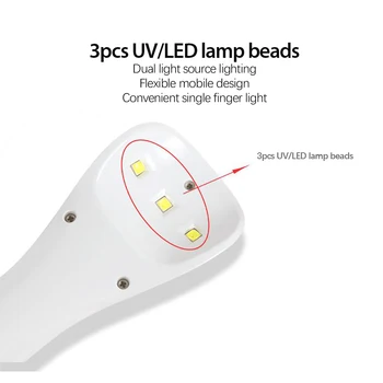 Handheld Prego Lâmpada sem Fios 3 peças LED de Luz de Cílios, de Rápida Secagem, Mini Prego Secador Recarregável Manicure Lâmpada de Ferramentas de Viagem lampara