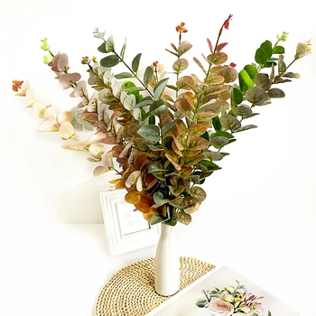 1pcs de flores artificiais 54cm de eucalipto, folha de decoração de casa arranjo de flores de jóias falsas de eucalipto, folhas de plantas artificiais