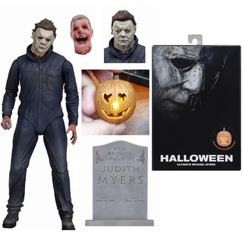 Michael Myers Figura NECA Figura de Halloween, Brinquedo Final de Horror Figura Dom de Abóbora Com Luz Led 18cm