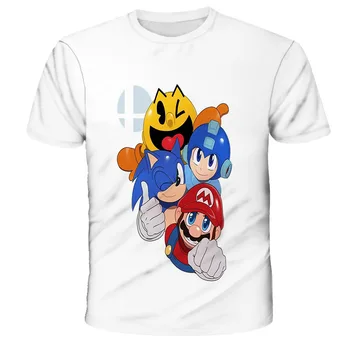 A Nova T-shirt Meninos Super Mario Roupas de Meninas Funny T-shirts de Verão Respirável de manga Curta e Confortável Oversized T-Shirt