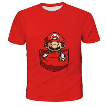 A Nova T-shirt Meninos Super Mario Roupas de Meninas Funny T-shirts de Verão Respirável de manga Curta e Confortável Oversized T-Shirt