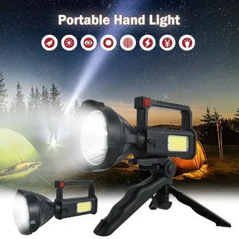A Tocha Lanterna LED Recarregável USB Farol Impermeável Holofotes Com base Pesca de Luz da Lanterna de Mão a Luz de Inundação