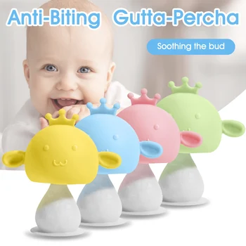 1 pc Bebê Cogumelo de Silicone Teether Livre de BPA Recém-nascido Mastigar Dentição Brinquedos Com Shaker ventosa de Enfermagem Apaziguar Mamilo