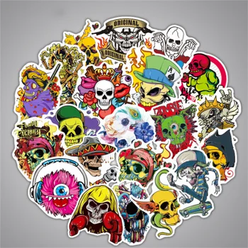 10/30/50 Dos Desenhos Animados De Halloween Assustador Crânio Skate, Graffiti Diário Mala Capacete Decoração Adesivo Impermeável Brinquedo Atacado
