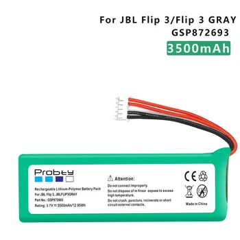 3500mAh-12000mAh Bateria para JBL XTREME 4 Flip,Flip 4 Edição Especial GSP872693 01 Flip 3 Flip 3 CINZENTO GSP872693 P763098 03