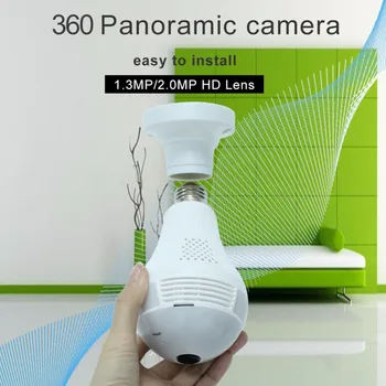 360 VR Panorâmica do Bulbo do Wifi da Câmera da Segurança Home de Vigilância por Vídeo Câmera IP sem Fio a Lâmpada da Iluminação de Vídeo CCTV Fisheye HD Cam