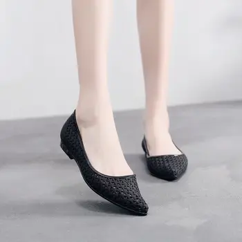 LEOSOXS Mulher sapatilha de Pontas de Dedo do pé de Malha Feminina Casual Sapatos de Conforto Televisão Sapatos Jelly Shoes Moda Rasa Respirável Verão