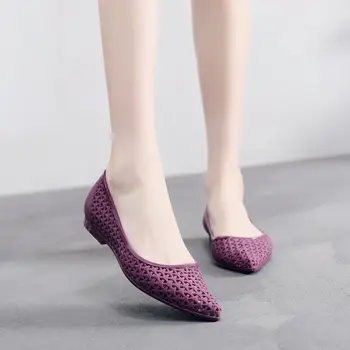 LEOSOXS Mulher sapatilha de Pontas de Dedo do pé de Malha Feminina Casual Sapatos de Conforto Televisão Sapatos Jelly Shoes Moda Rasa Respirável Verão